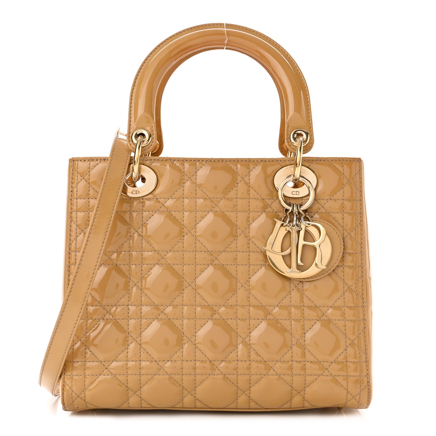 Christian Dior Patent Cannage Medium Lady Dior Beige 1 of 10