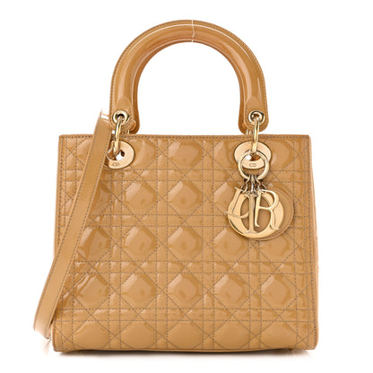 Christian Dior Patent Cannage Medium Lady Dior Beige 1 of 10