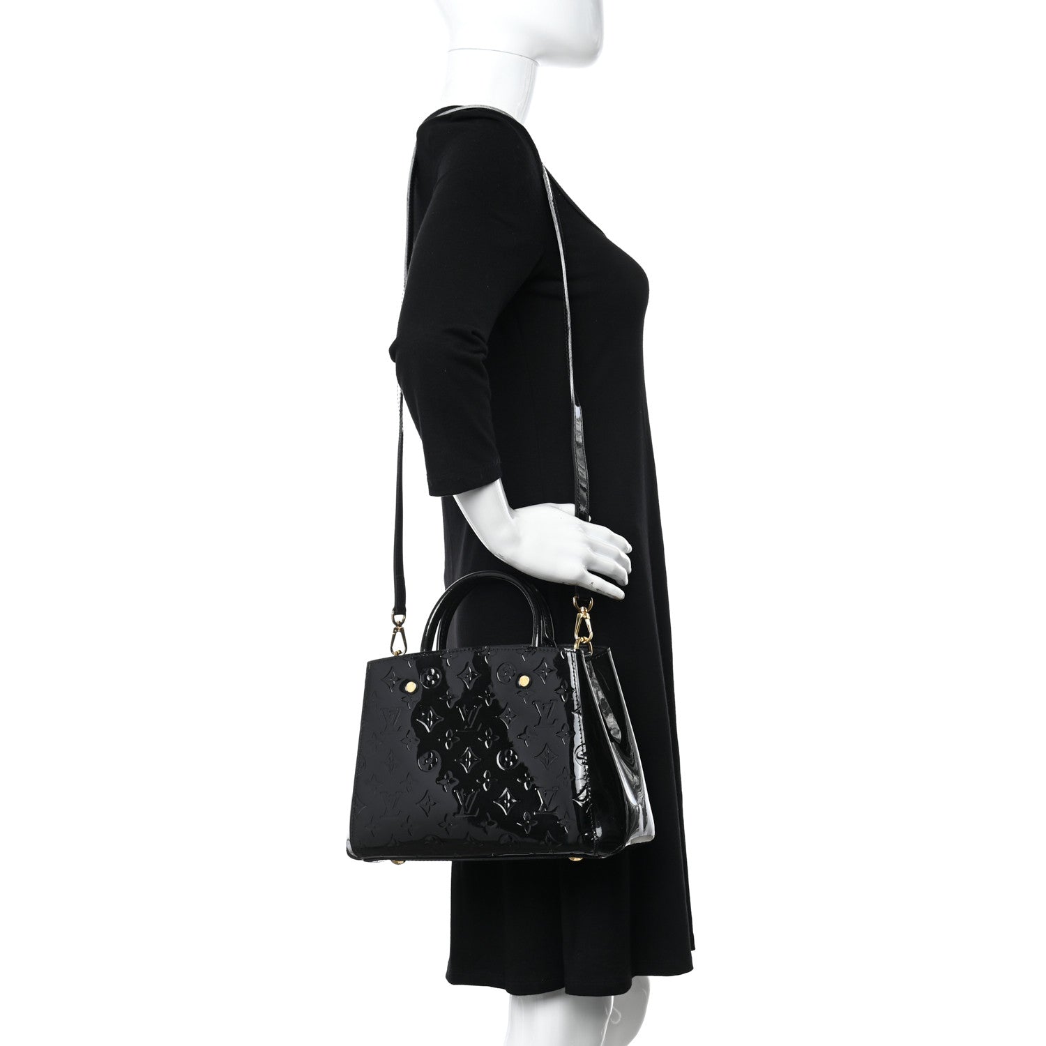 Louis Vuitton Vernis Montaigne BB Black 2 of 13