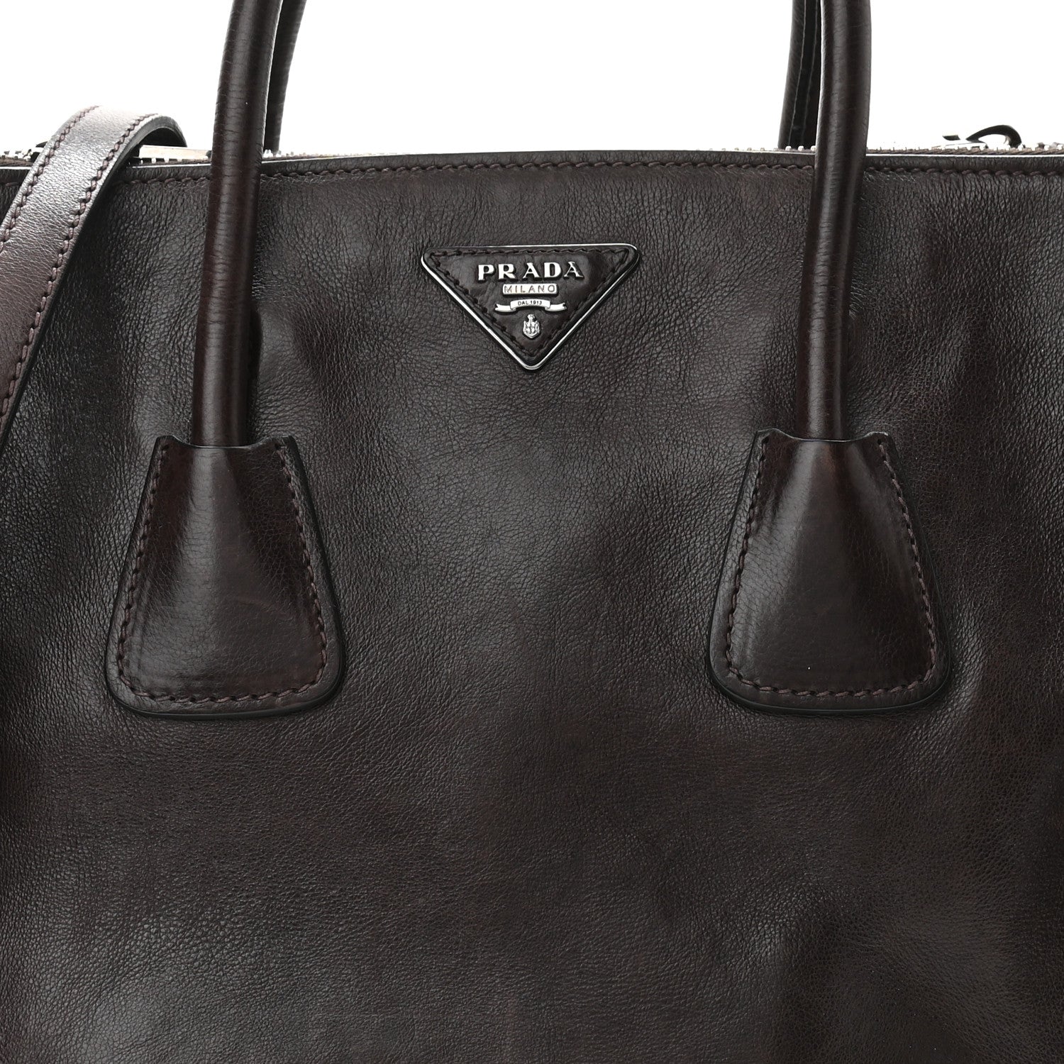 Prada Glace Calfskin Twin Pocket Tote Moro 7 of 12