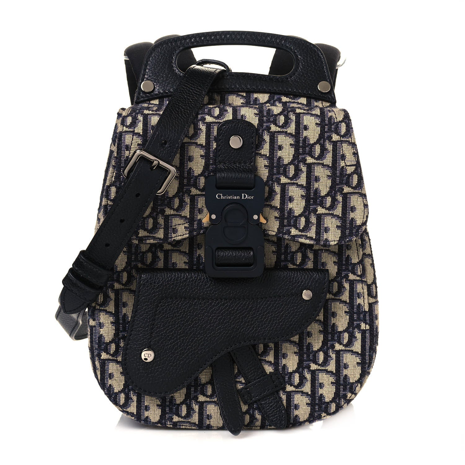Christian Dior HOMME Oblique Calfskin Mens Mini Saddle Backpack Navy Blue 1 of 12