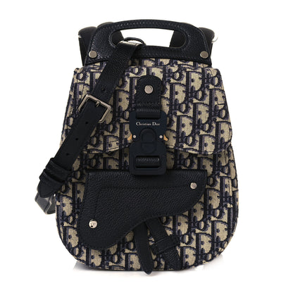 Christian Dior HOMME Oblique Calfskin Mens Mini Saddle Backpack Navy Blue 1 of 12