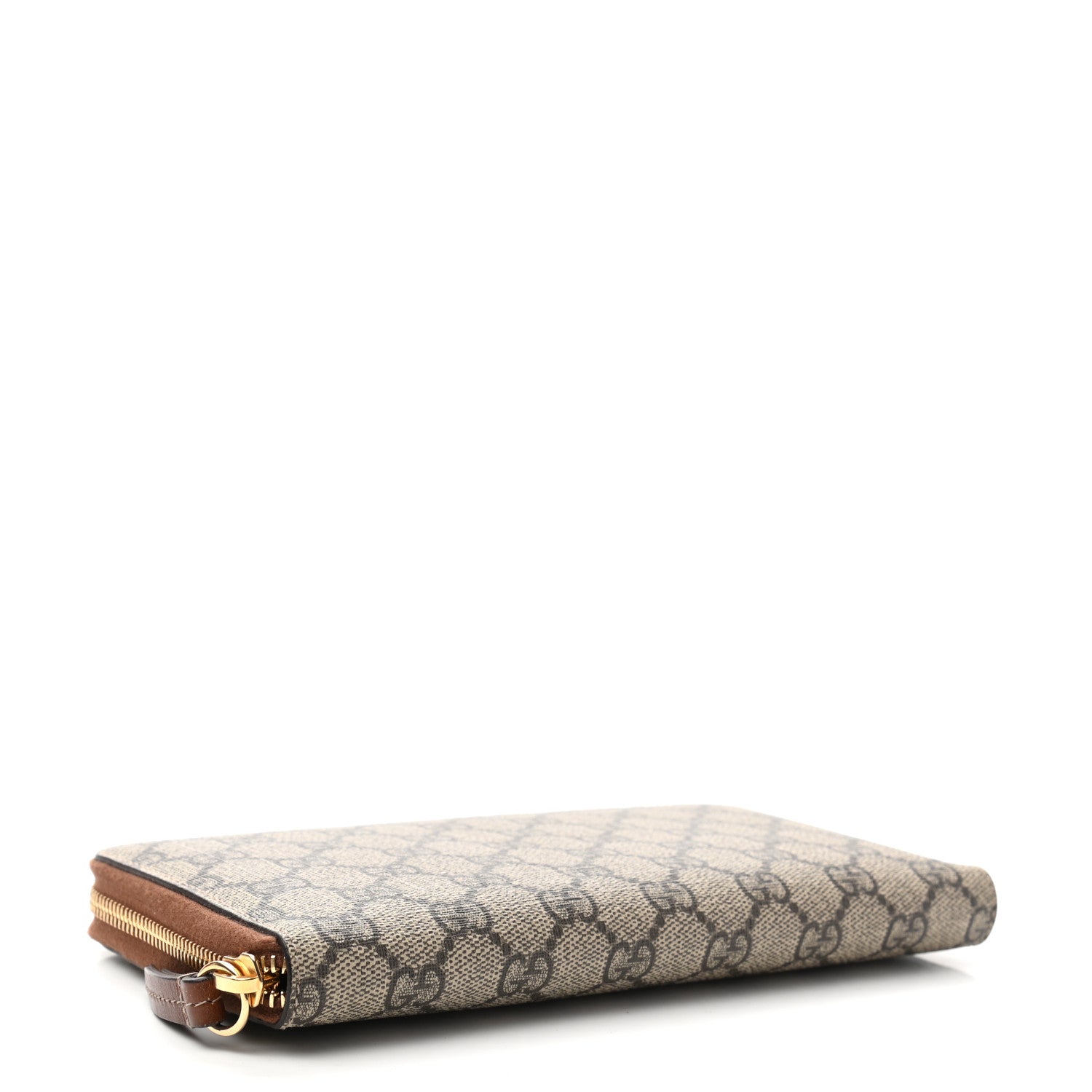Gucci GG Supreme Monogram Cuoio Toscano Zip Around Organizer Wallet Beige Ebony Cuir 4 of 11
