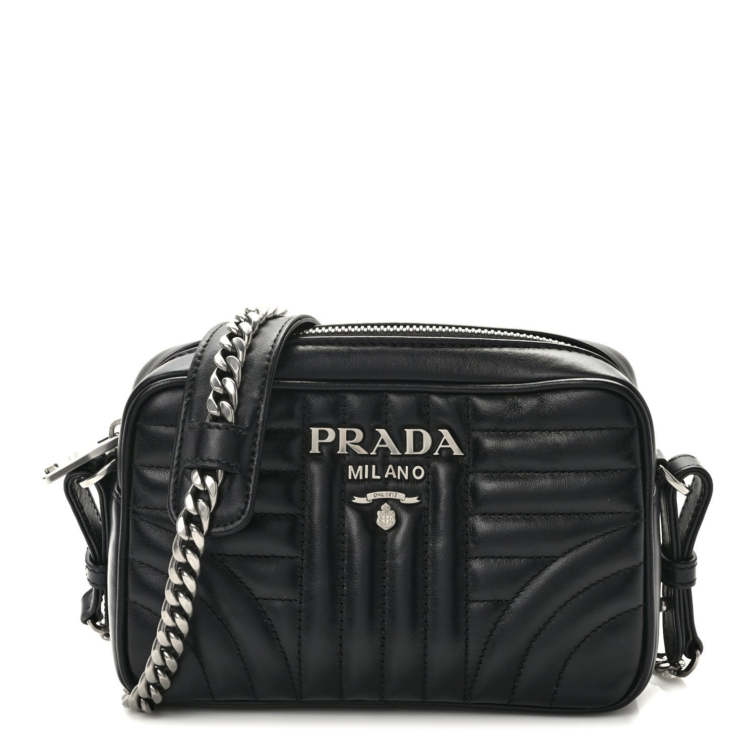 Prada Soft Calfskin Diagramme Crossbody Bag Black 1 of 10