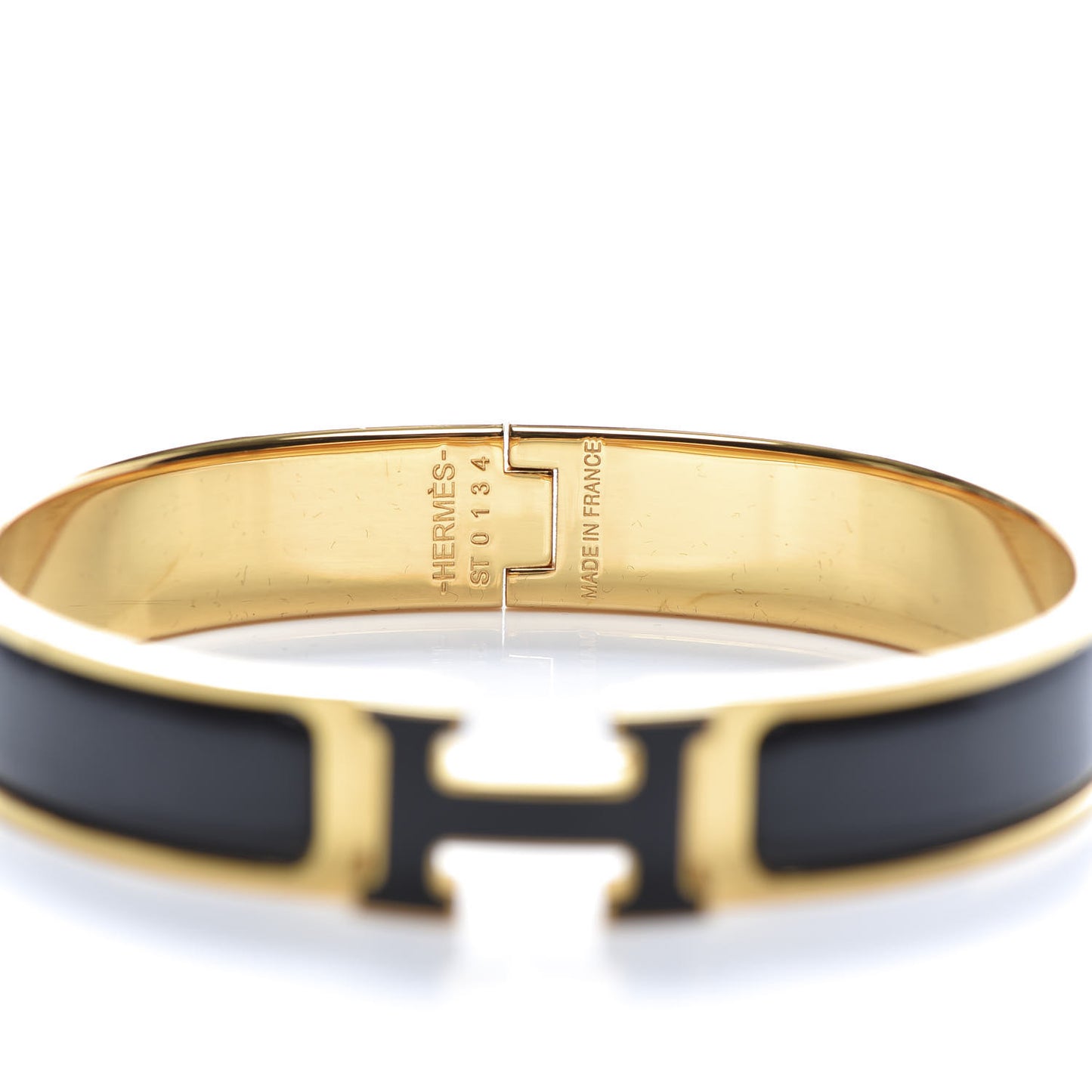 Enamel Narrow Clic Clac H Bracelet PM Black