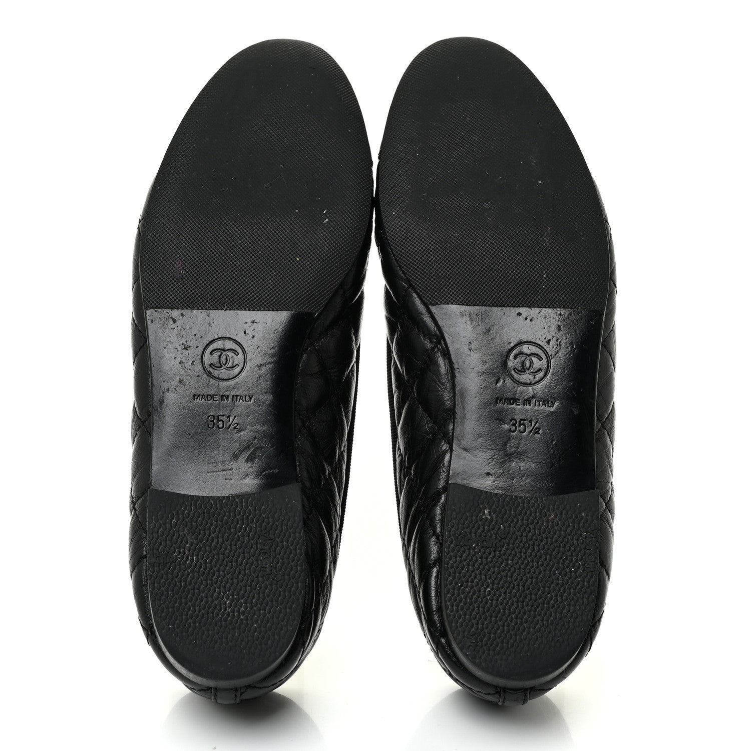 Chanel Aged Calfskin Quilted Cap Toe Ballerina Flats 35.5 Black 5 of 19