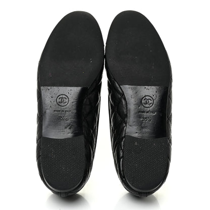 Chanel Aged Calfskin Quilted Cap Toe Ballerina Flats 35.5 Black 5 of 19
