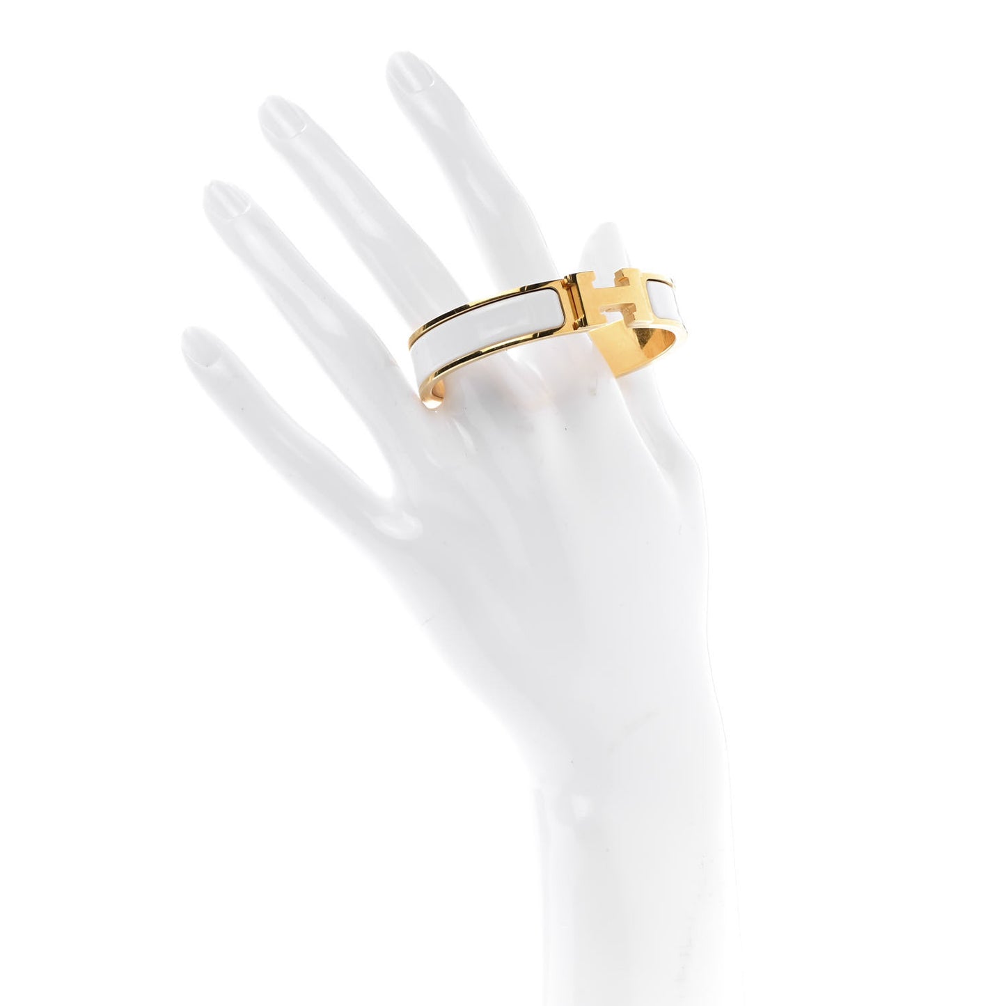 Enamel Narrow Clic Clac H Bracelet PM White