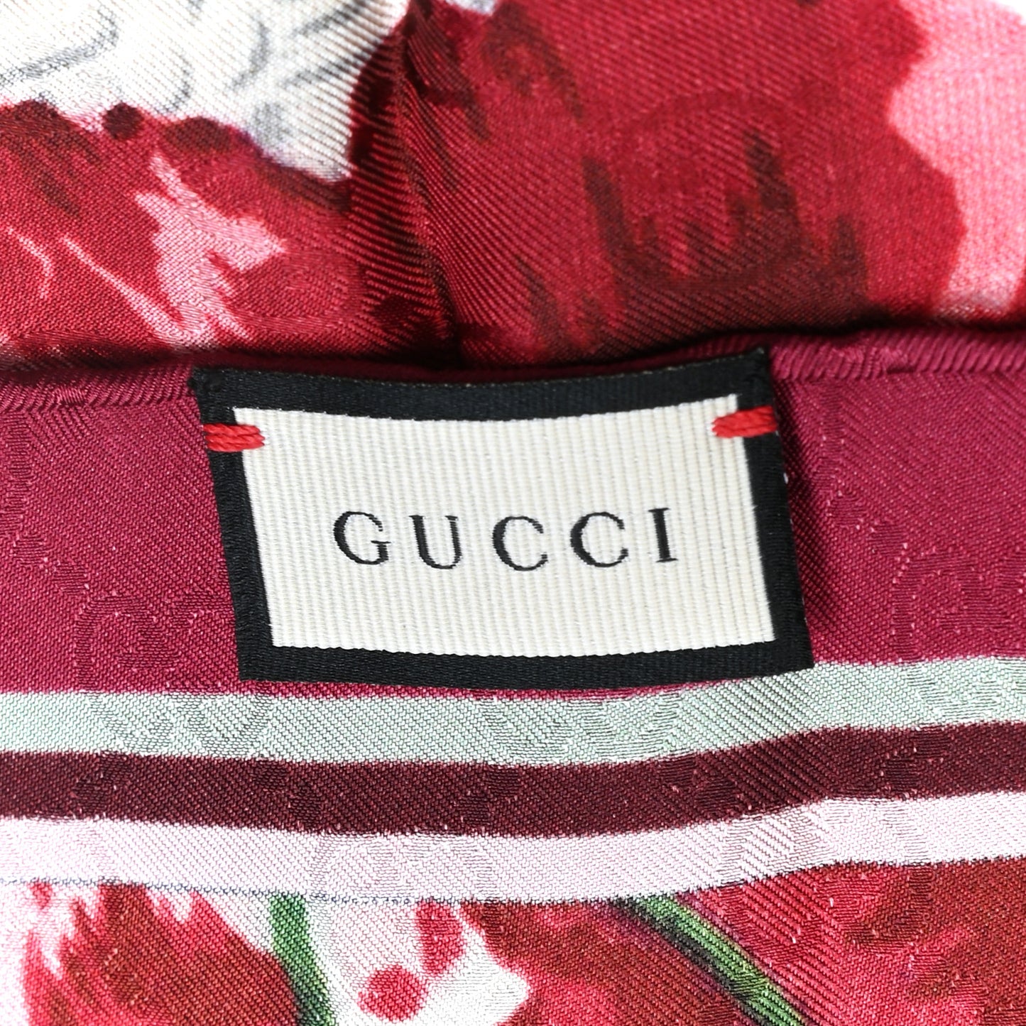 Silk Jacquard GG Monogram Deep Love Square Scarf Ivory Red