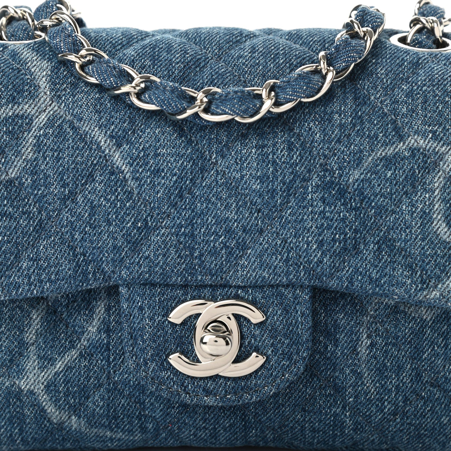 Chanel Denim CC Quilted Mini Square Flap Blue 7 of 9