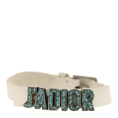 Christian Dior Calfskin J'adior Double Bracelet White Turquoise 1 of 4