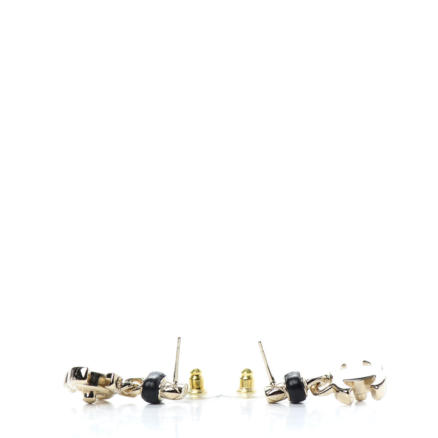 Chanel Lambskin CC Turnlock Drop Earrings Gold Black 5 of 6