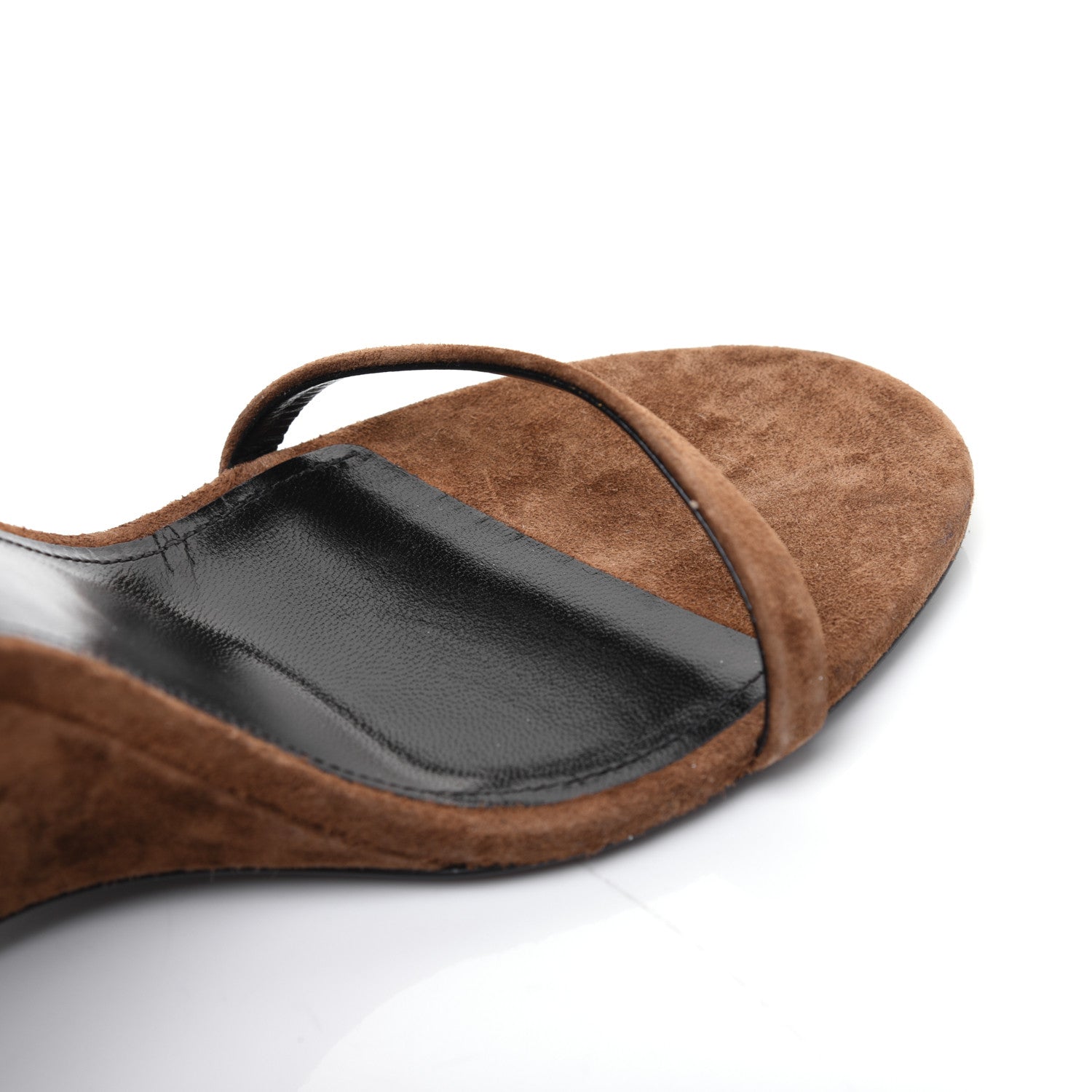 Saint Laurent Suede Lila Wedge Sandals 37.5 Brown 10 of 12