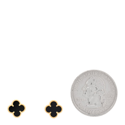 Van Cleef & Arpels 18K Yellow Gold Black Onyx Sweet Alhambra Earrings 2 of 5