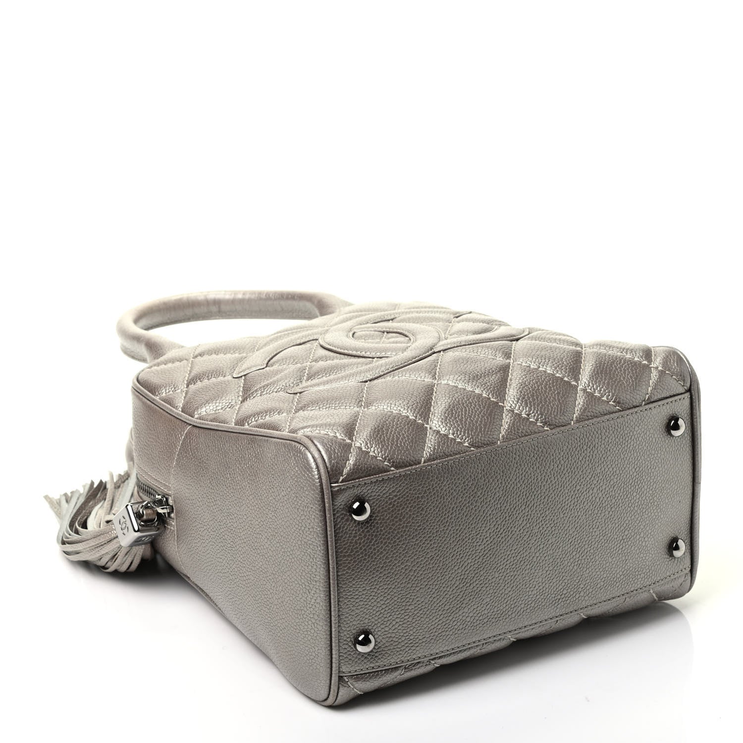 Chanel Metallic Caviar Quilted Vertical Bowler Light Gold 4 of 9