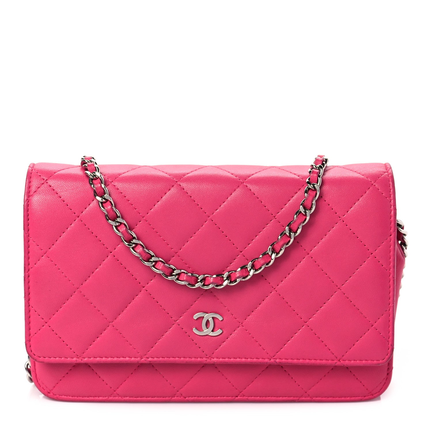 Chanel Lambskin Quilted Wallet on Chain WOC Pink 1 of 8