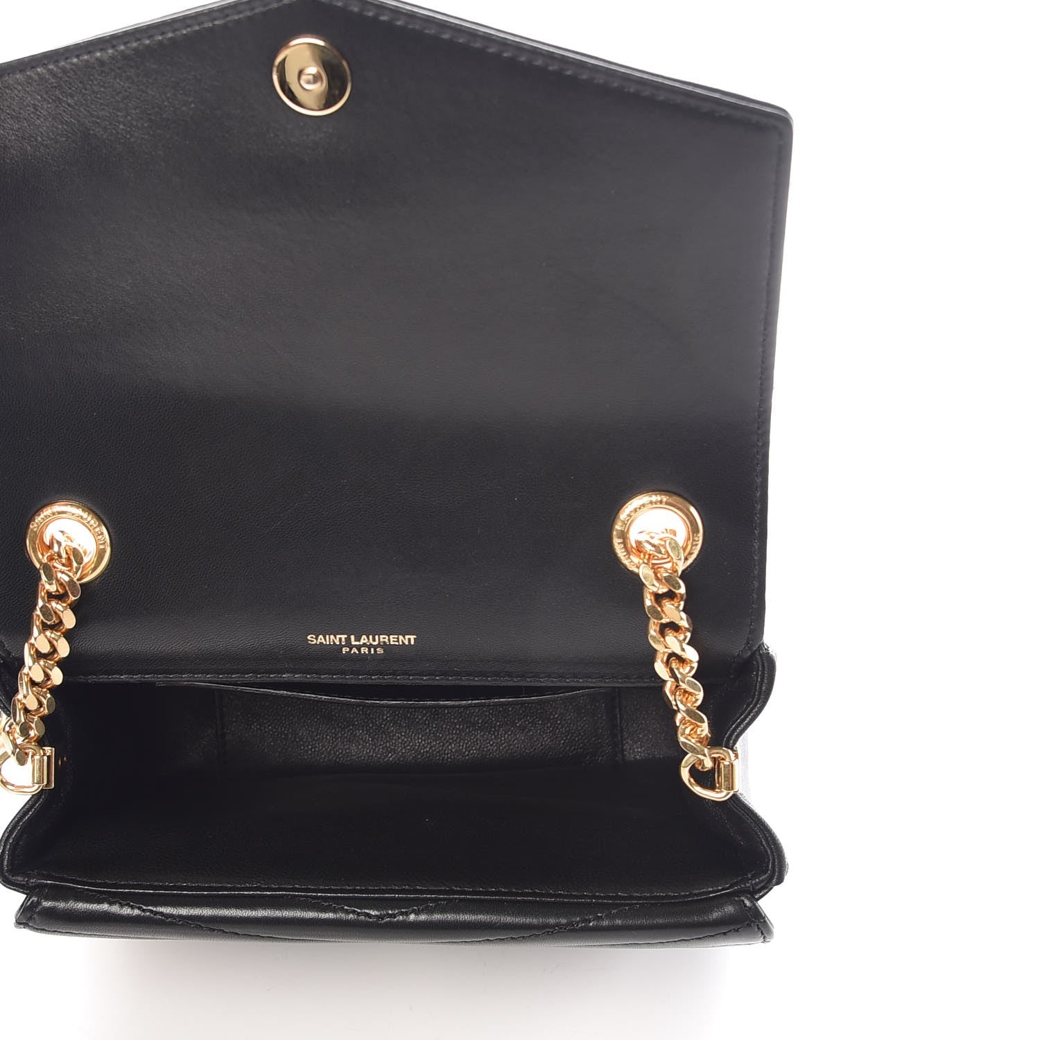 Saint Laurent Lambskin Matelasse Chevron Monogram Small Sulpice Bag Black 5 of 7