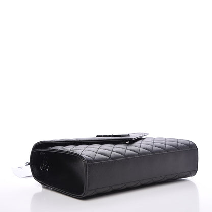 Saint Laurent Grain De Poudre Textured Mixed Matelasse Triquilt Medium Monogram Satchel Black 5 of 8