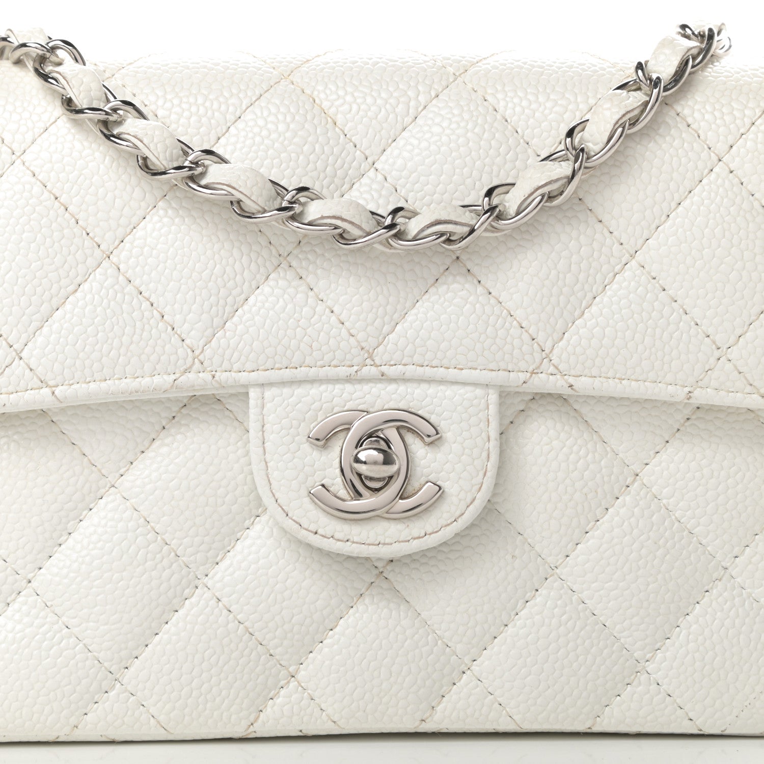 Chanel Caviar Quilted Mini Square Flap White 8 of 18