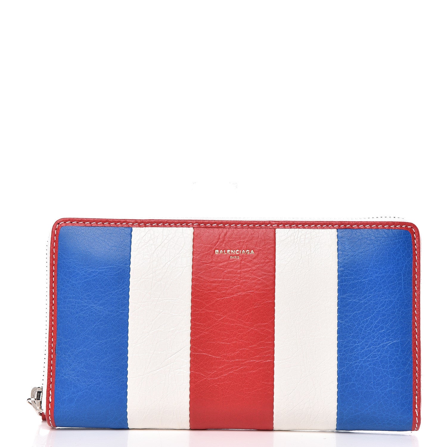 Balenciaga Agneau Arena Multicolore Bazar Continental Zip Around Wallet Bleu White Rouge 1 of 8