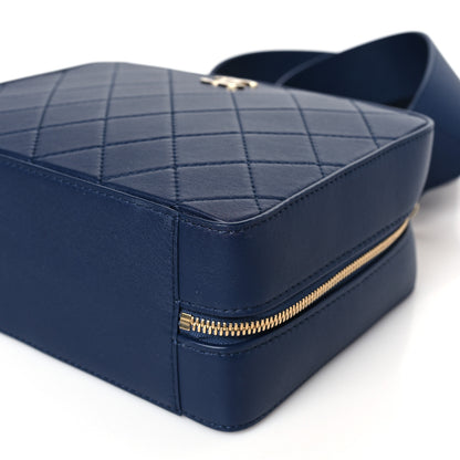 Chanel Calfskin Quilted Travel Kit Vanity Case Blue 9 of 9