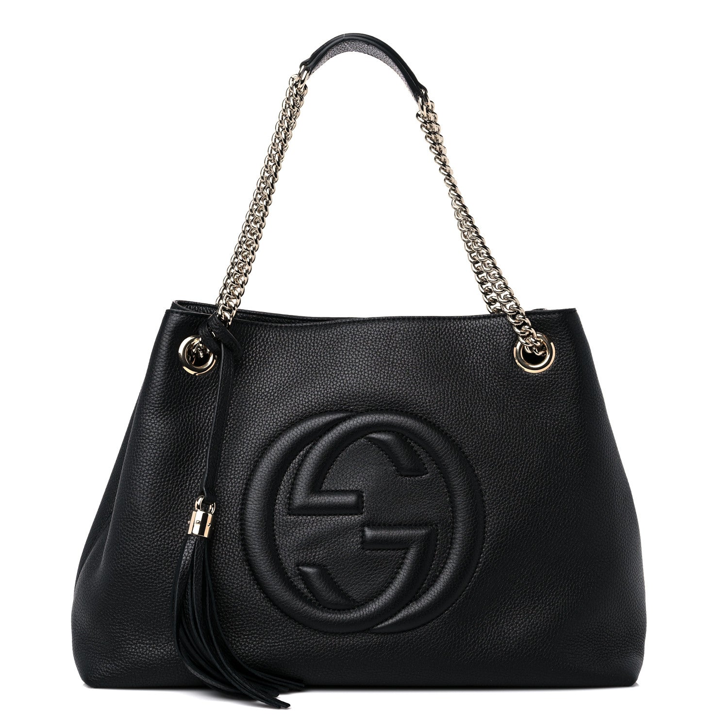Gucci Pebbled Calfskin Medium Soho Chain Shoulder Bag Black 1 of 10