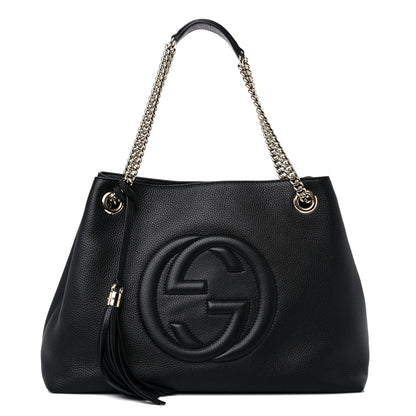 Gucci Pebbled Calfskin Medium Soho Chain Shoulder Bag Black 1 of 10