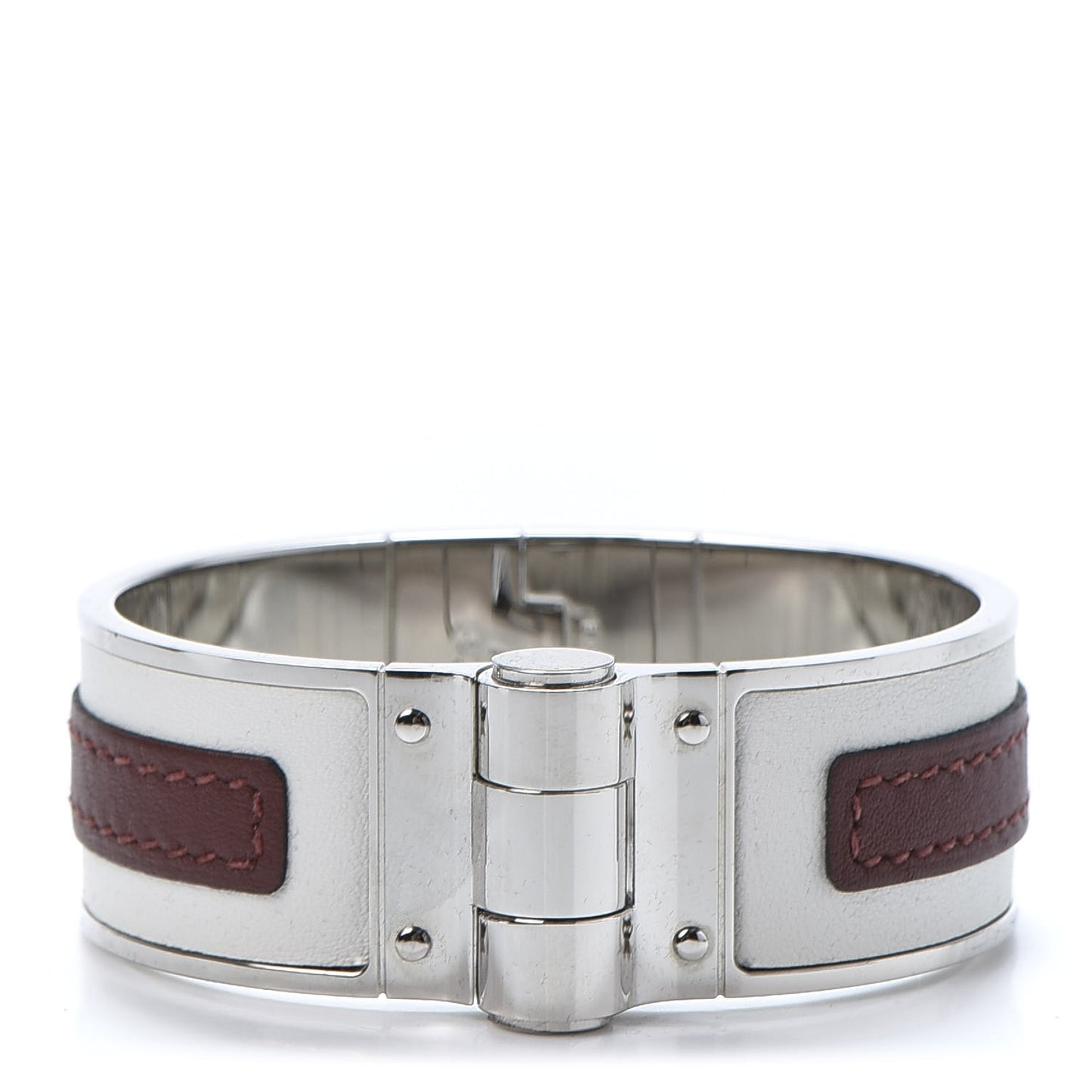 Swift Calfskin Uni Wide Equestre Hinged Bracelet S Rouge H White
