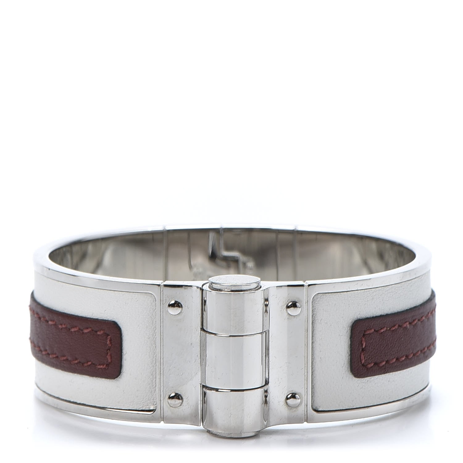 Hermes Swift Calfskin Uni Wide Equestre Hinged Bracelet S Rouge H White 1 of 4