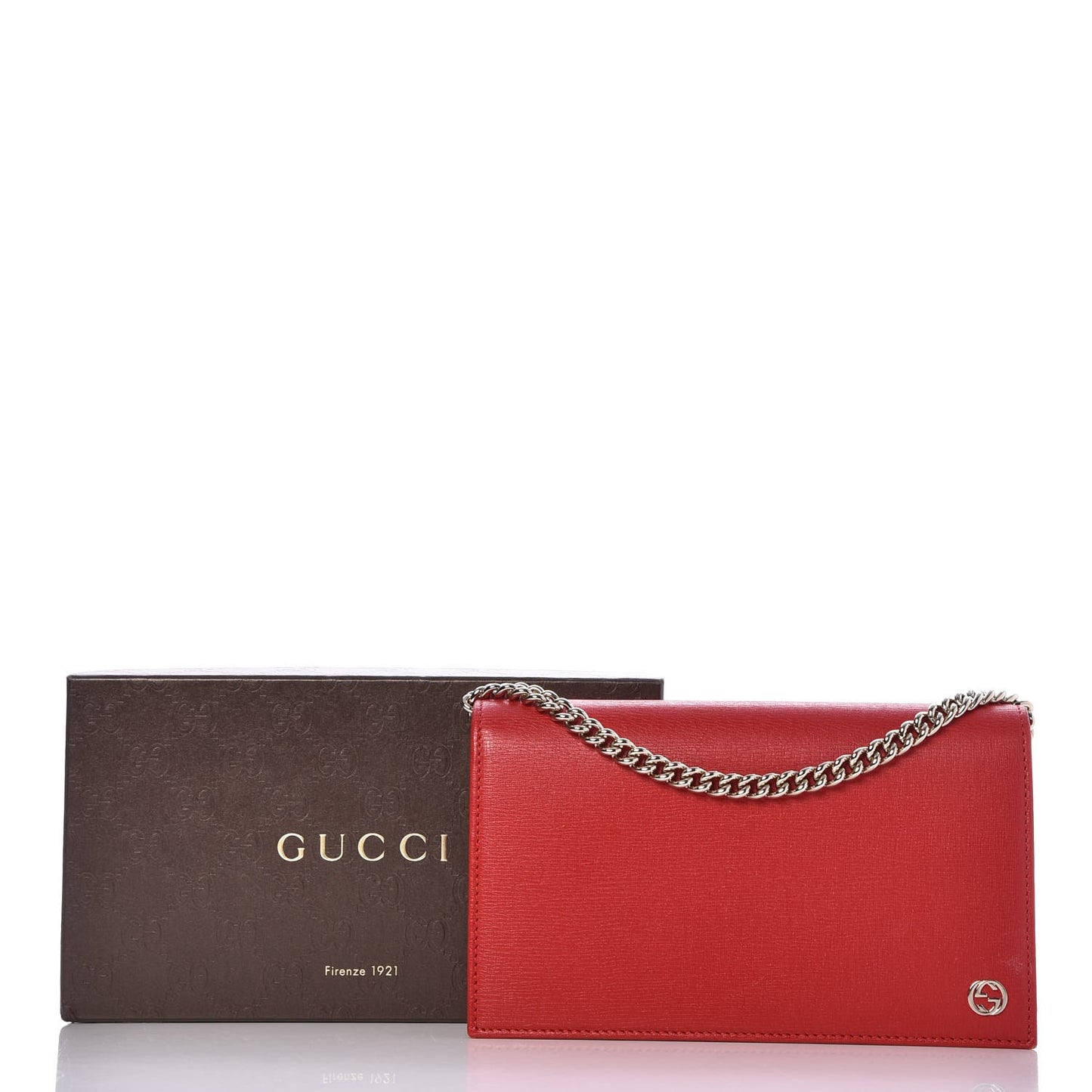 Textured Calfskin Medium Betty Chain Wallet Tabasco Red
