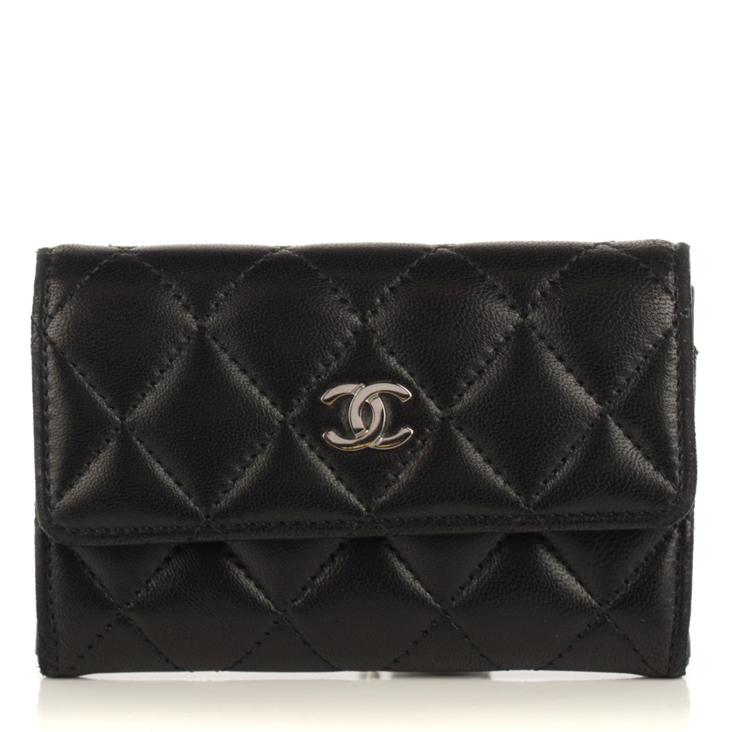 Chanel Lambskin Quilted Flap Card Holder Black 1 of 8