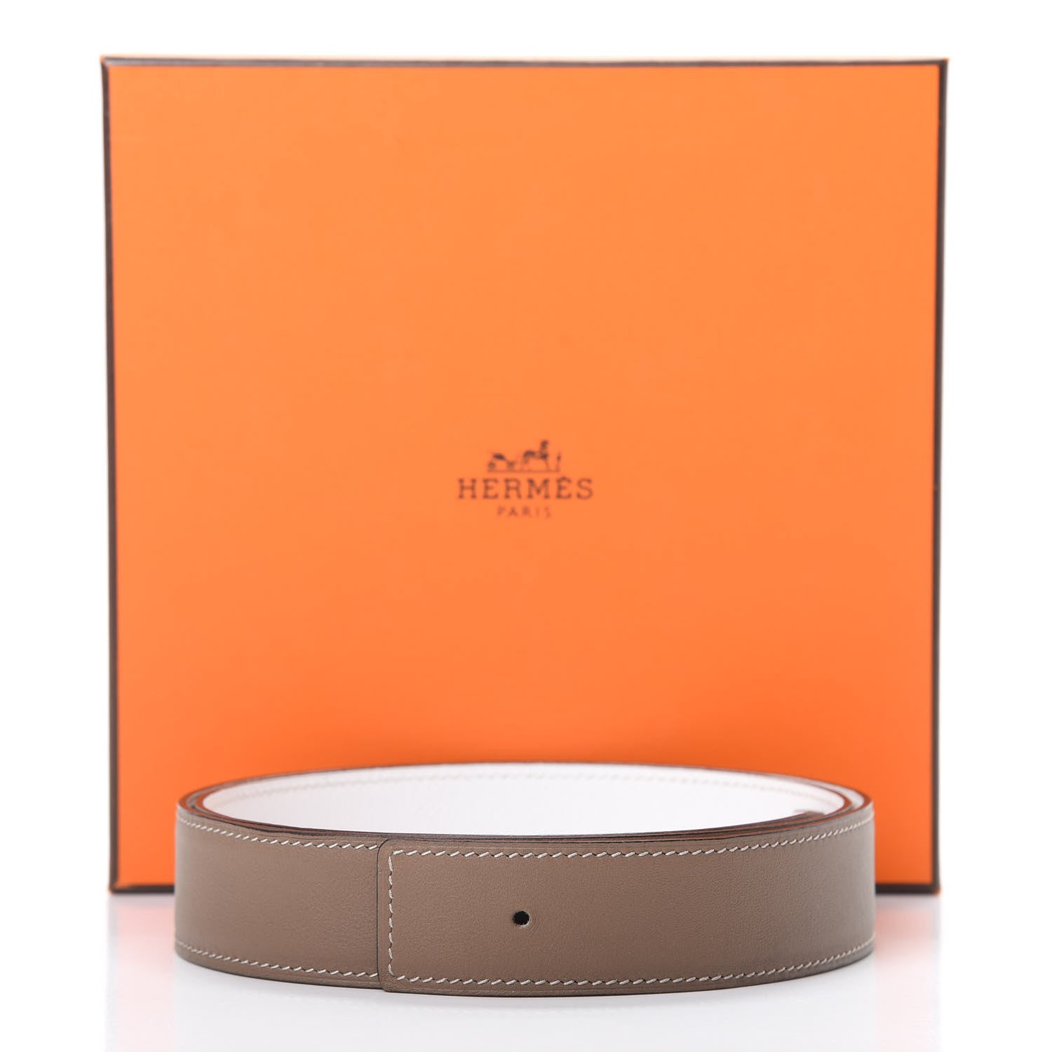 Hermes Swift Epsom 32mm Belt Strap 90 Etoupe White 5 of 5