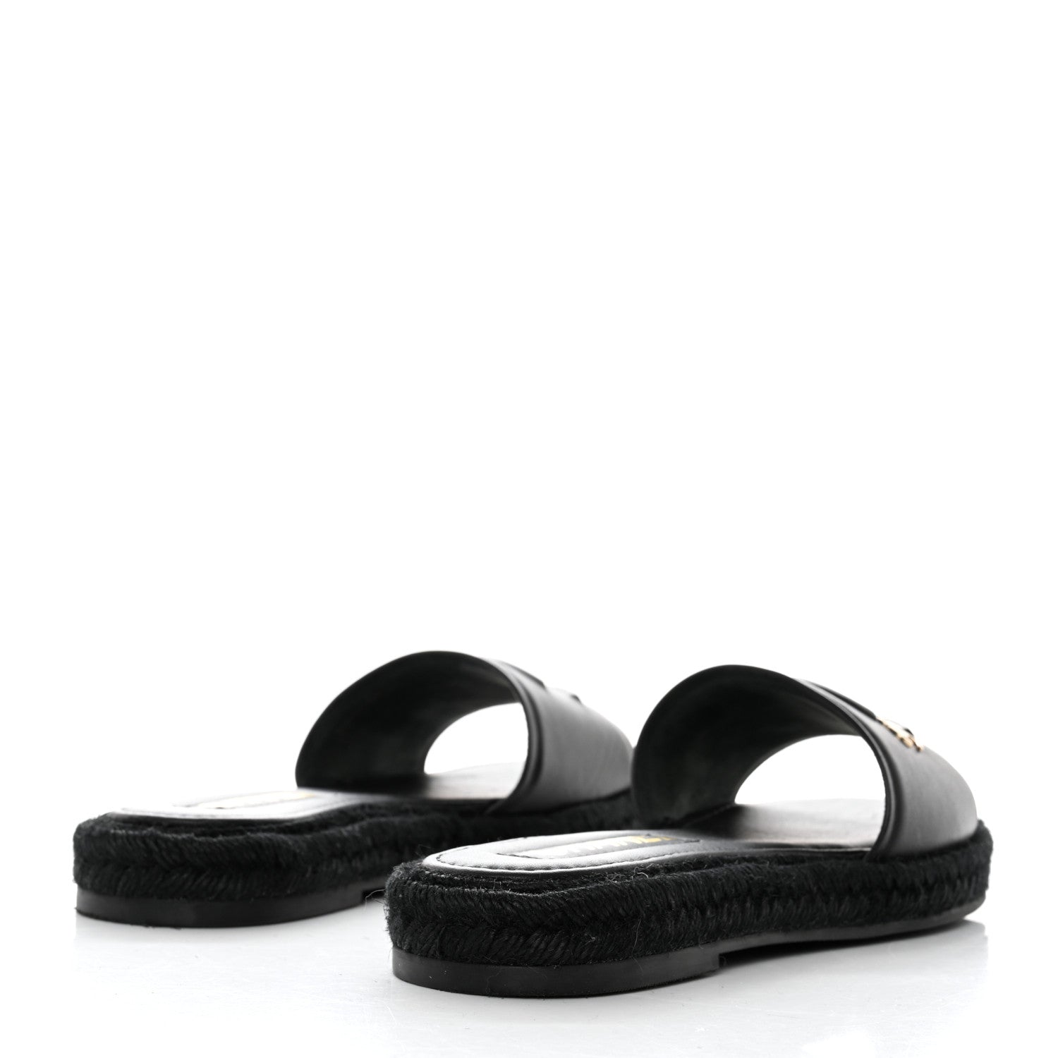 Chanel Lambskin Espadrille Mule Sandals 38 Black 4 of 9
