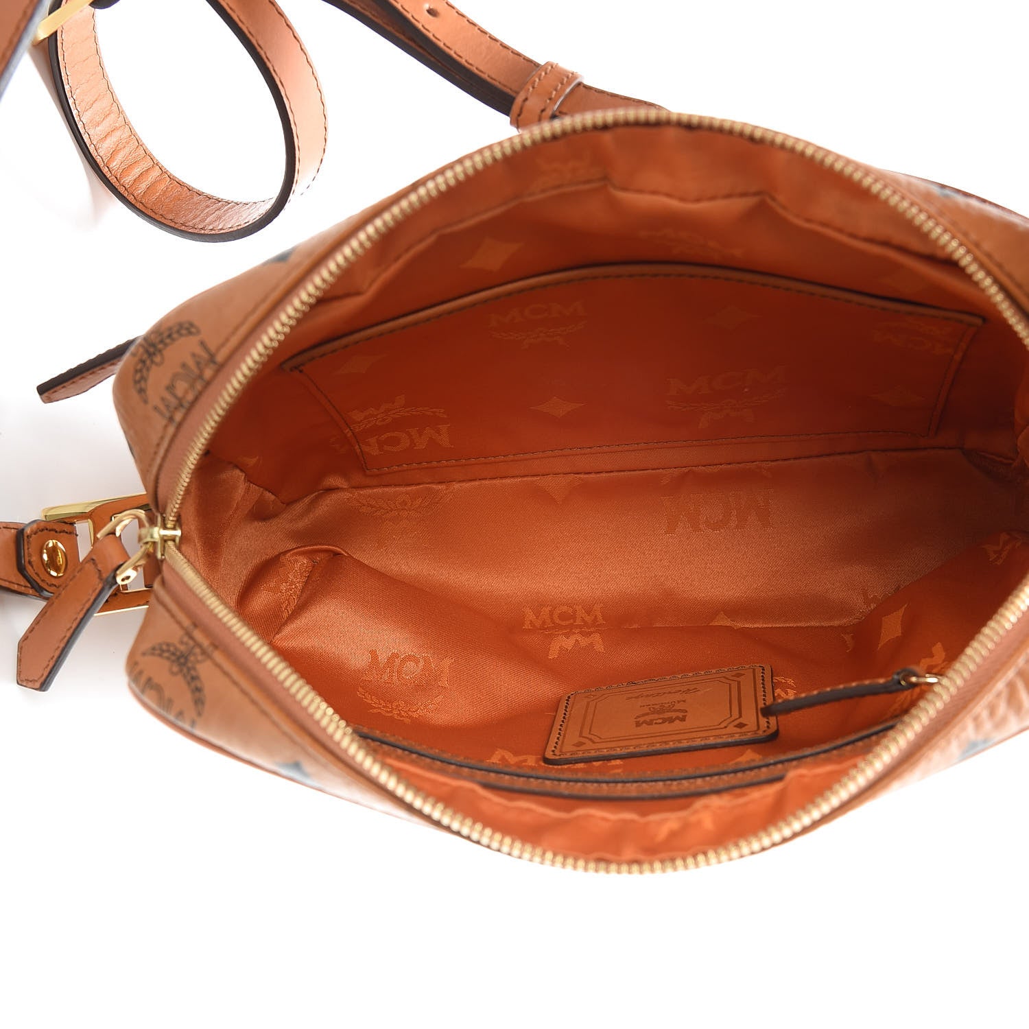 MCM Visetos Medium Heritage Line Camera Crossbody Bag Cognac 5 of 13