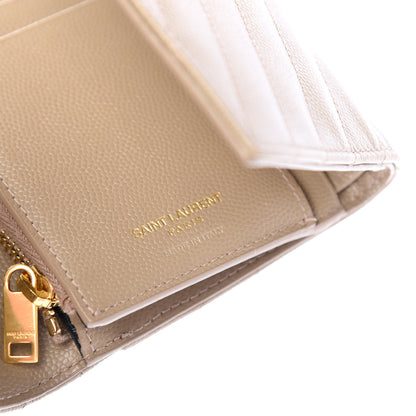 Saint Laurent Grain De Poudre Matelasse Chevron Small Monogram Envelope Wallet Dusty Grey 6 of 8
