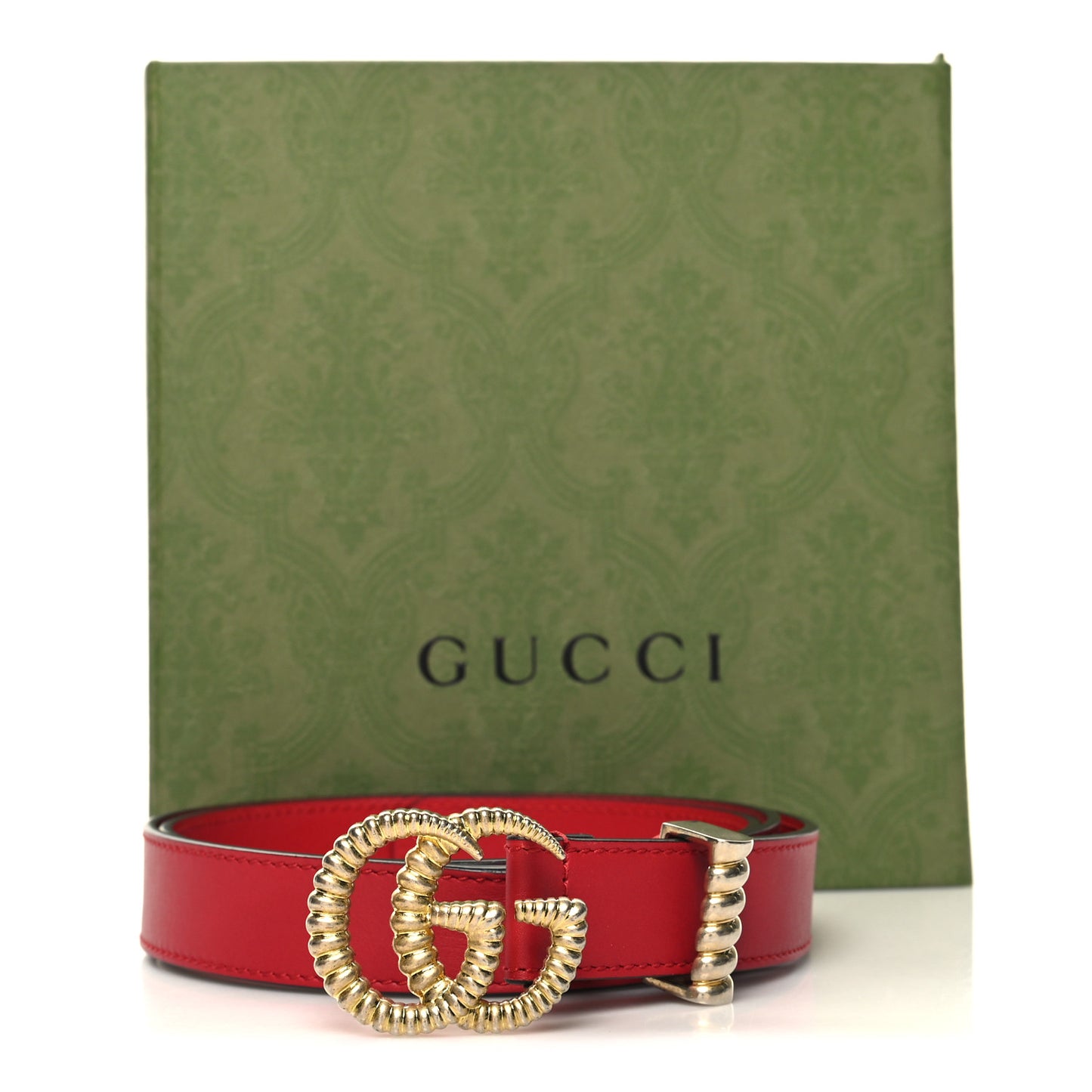 Moon Calfskin Torchon Double G 25mm Belt 90 36 Hibiscus Red