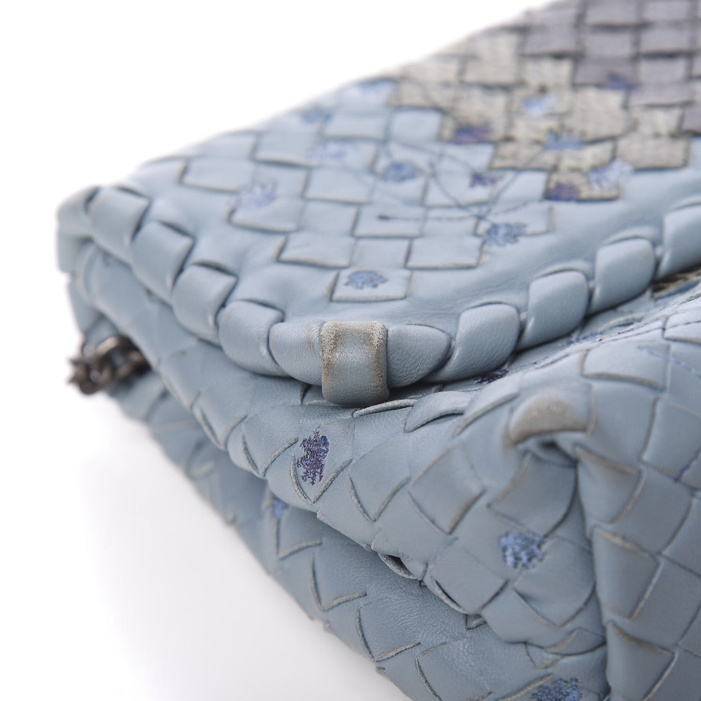 Nappa Ayers Embroidered Intrecciato Baby Olimpia Shoulder Bag Arctic