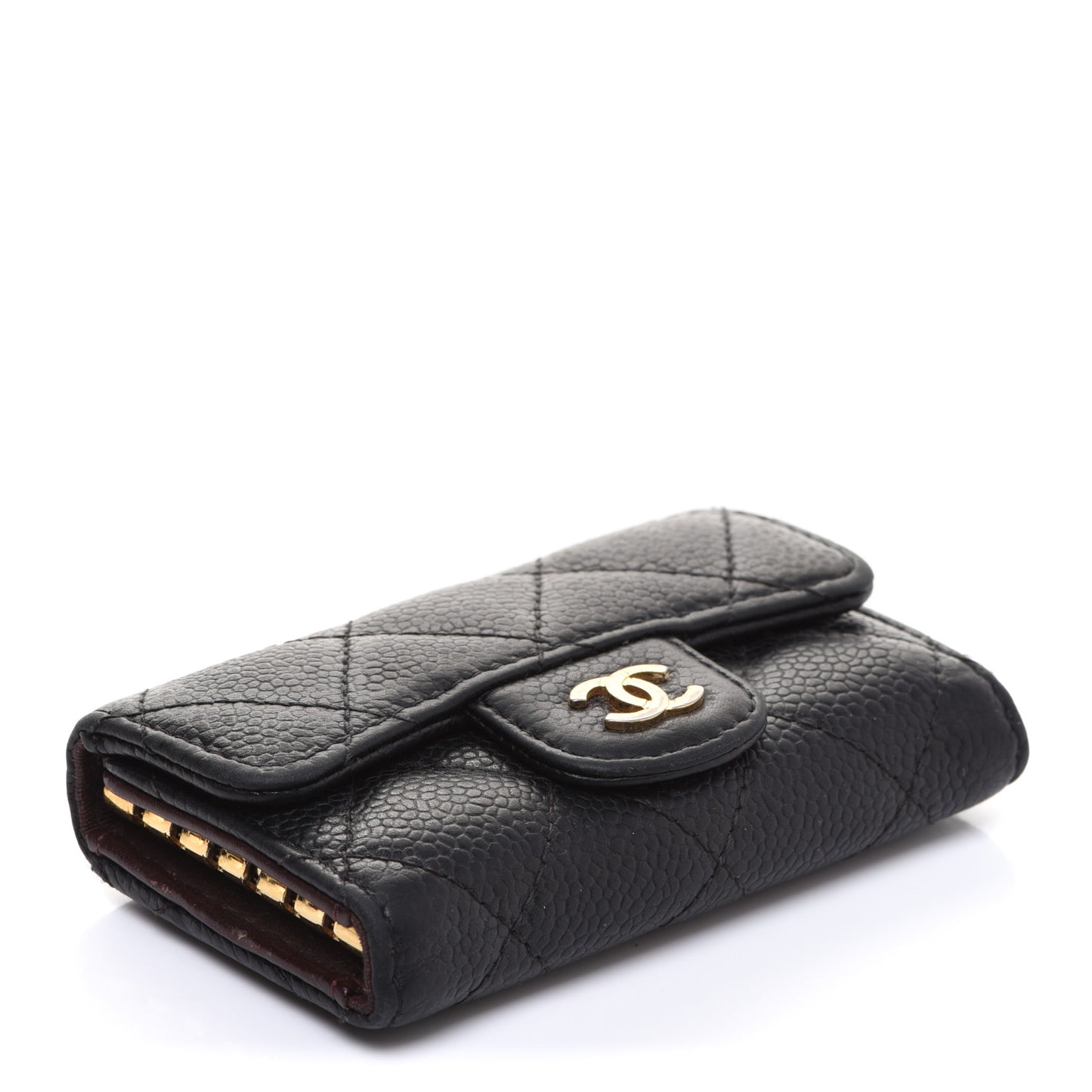 Caviar Quilted 6 Key Holder Black
