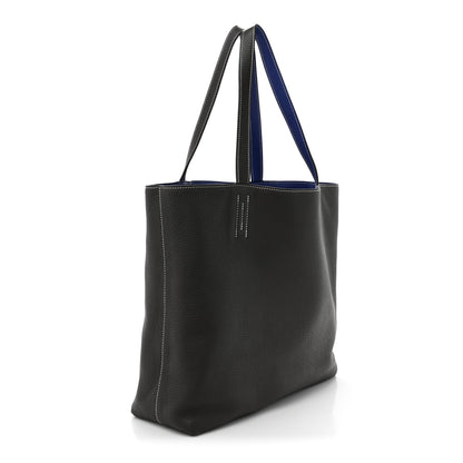 Hermes Taurillon Clemence Double Sens 36 Reversible Tote Graphite Bleu Electrique 5 of 15