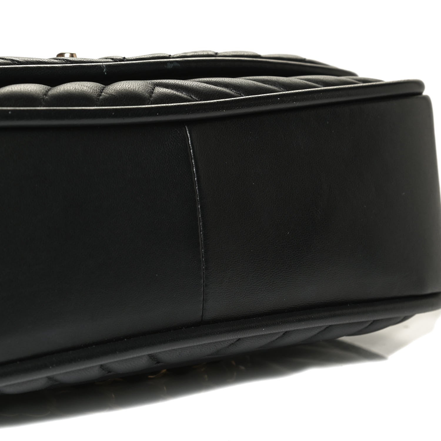 Chanel Lambskin Reverse Chevron Quilted Round Top Handle Flap Black 11 of 14