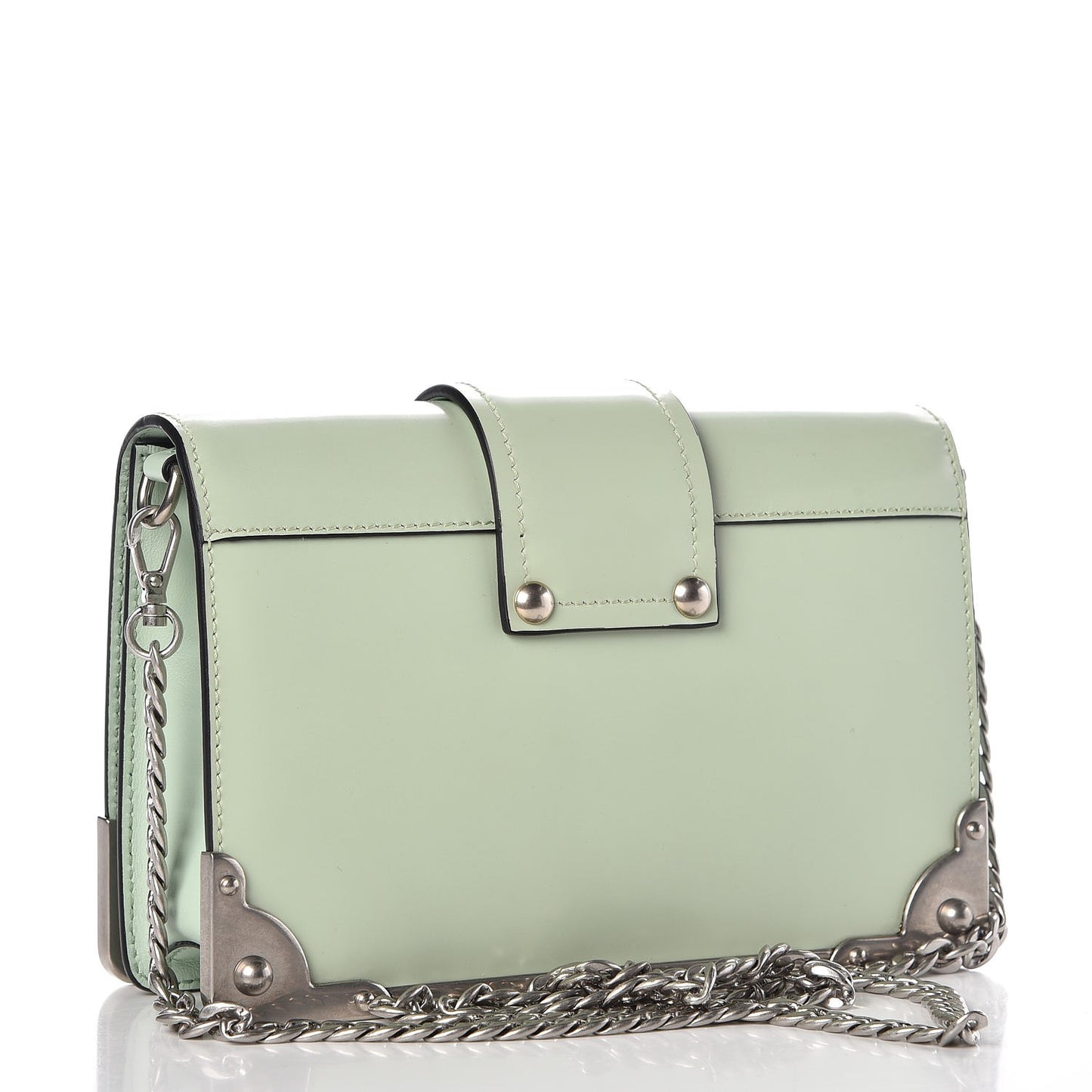 Spazzolato Soft Calf Cahier Chain Wristlet Acqua