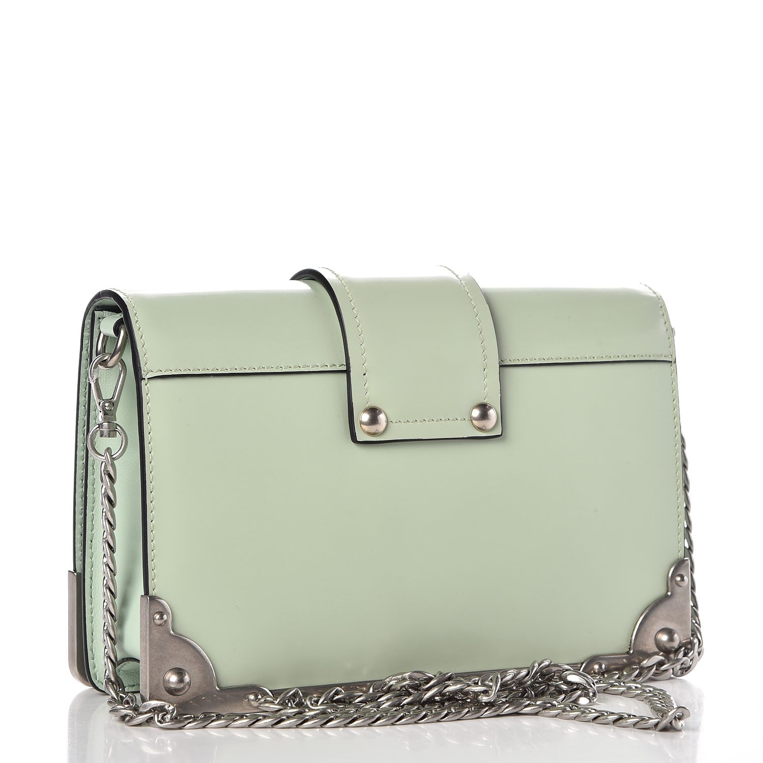 Prada Spazzolato Soft Calf Cahier Chain Wristlet Acqua 4 of 7