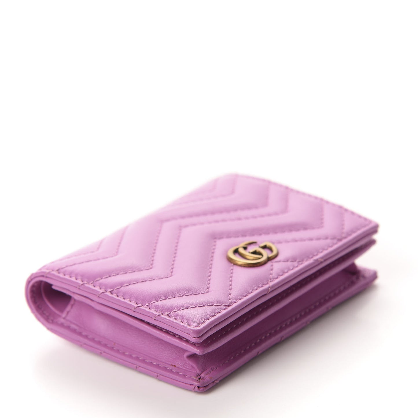 Calfskin Matelasse GG Marmont Card Case Candy Mousse