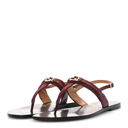 Gucci New Canvas GG Malaga Kid Web Interlocking G Womens Thong Sandals 39.5 Rosso Ancora 4 of 10
