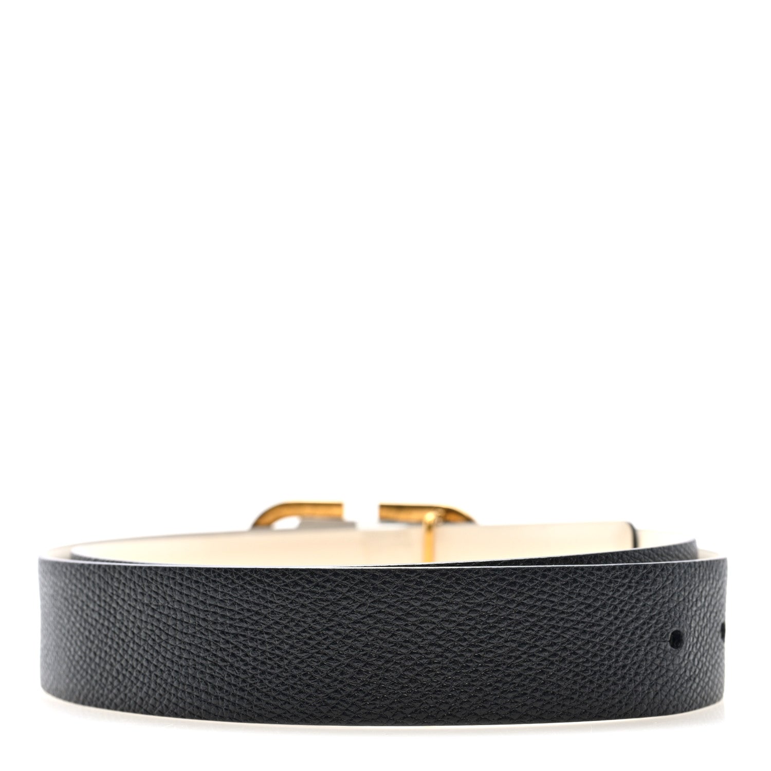Valentino Garavani Glossy Calfskin Grainy Calfskin Hammered VLogo Reversible 30mm Belt 80 32 White Black 4 of 6