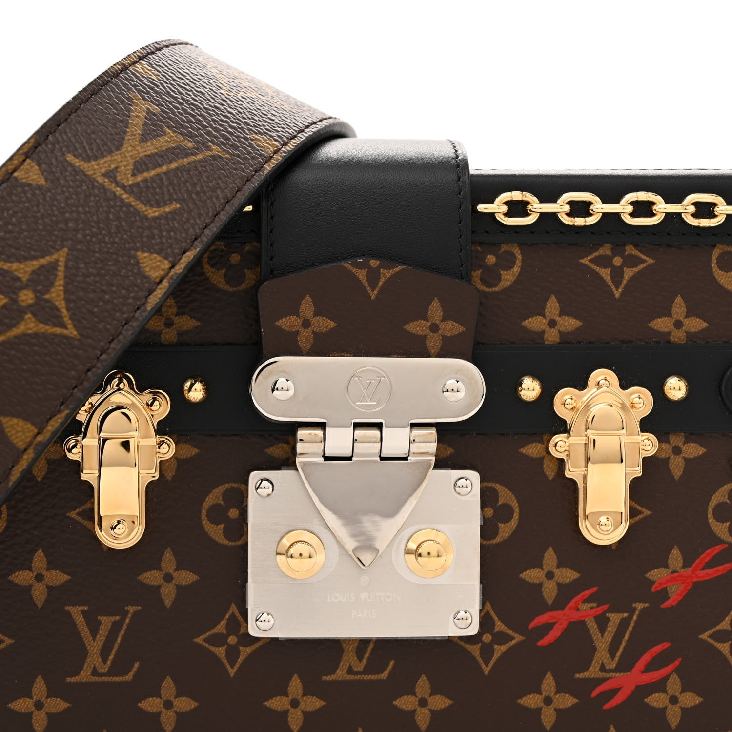 Louis Vuitton Monogram Chain Petite Malle Black 7 of 10