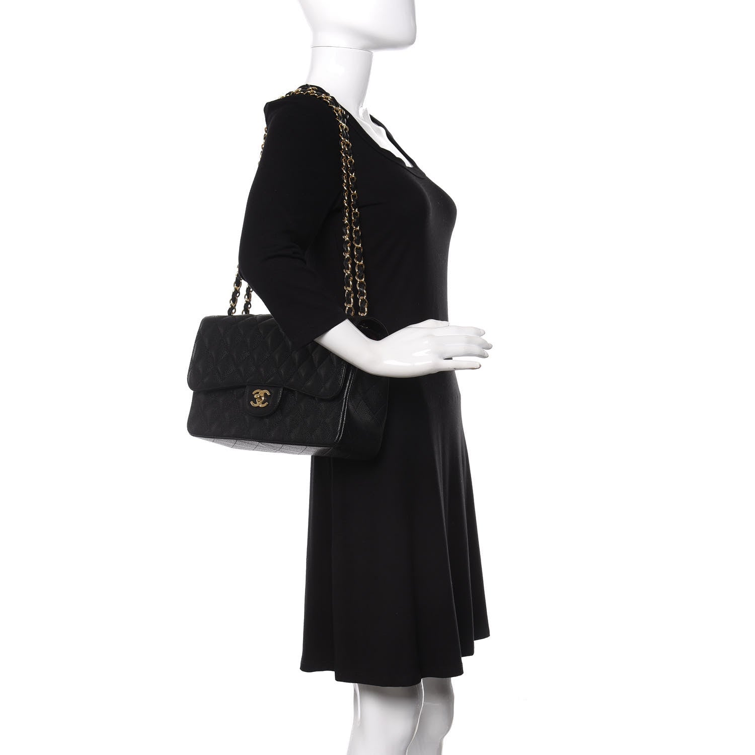 Chanel Caviar Quilted Jumbo Double Flap Black 2 of 11