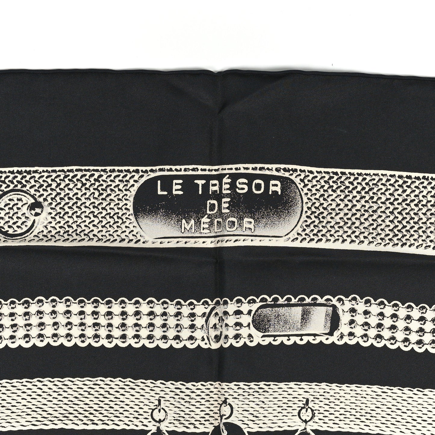 Silk Le Tresor De Medor Scarf 90 Black Creme