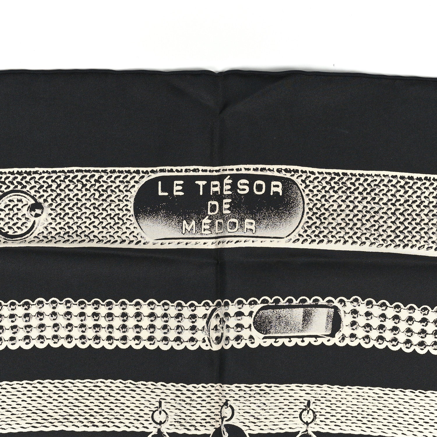 Hermes Silk Le Tresor De Medor Scarf 90 Black Creme 2 of 3