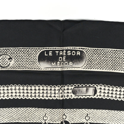 Hermes Silk Le Tresor De Medor Scarf 90 Black Creme 2 of 3